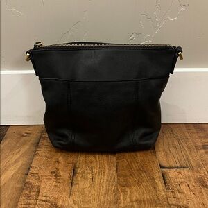Fossil Black Leather Clutch Zip Pouch Minimalist